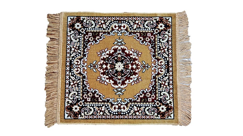Homitecture Velvet Fabric elvet Pooja Mat for Sitting On Floor | Comfortable Eating Aasan for Home | Decorative Sitting Mat for Meditation & Mandir | Floral - Purple & Beige - Image 2