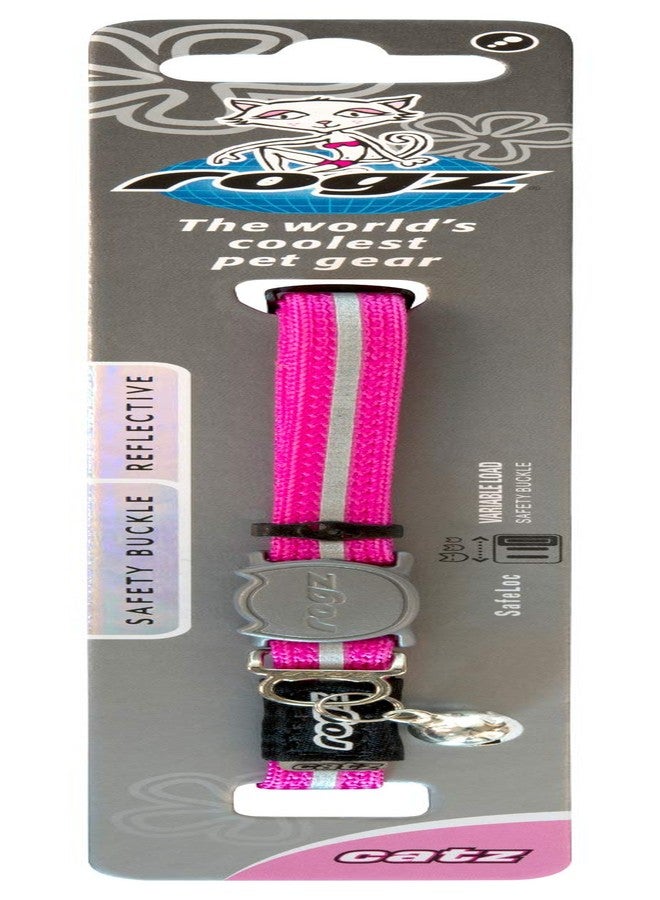 Rogz Reflective Nylon Cat Collar with Breakaway Clip and Removable Bell, fully adjustable to fit most breeds, Pink - Image 3