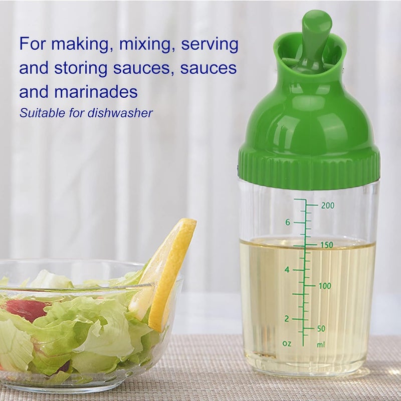 GLOGLOW 200ML Salad Dressing Shaker Container, Salad Dressing Mixer Shaker Bottle with Dripless Pour Lid for Salad Dressings Oil Vinegar Soy Sauce (Green) - Image 1