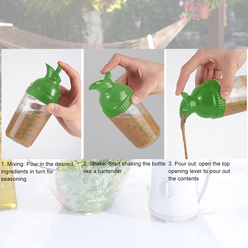 GLOGLOW 200ML Salad Dressing Shaker Container, Salad Dressing Mixer Shaker Bottle with Dripless Pour Lid for Salad Dressings Oil Vinegar Soy Sauce (Green) - Image 2