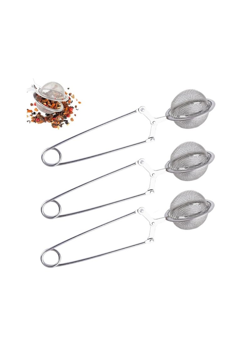 Funito 3 Pack Snap Ball Tea Strainer with Handle for Loose Leaf Tea and Mulling Spices Stainless Steel Strainer Perfect Pincer Tea Ball Infuser Tea Filter Tong - Image 1