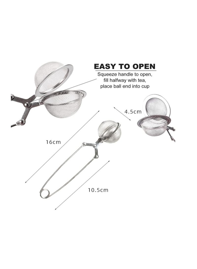 Funito 3 Pack Snap Ball Tea Strainer with Handle for Loose Leaf Tea and Mulling Spices Stainless Steel Strainer Perfect Pincer Tea Ball Infuser Tea Filter Tong - Image 2