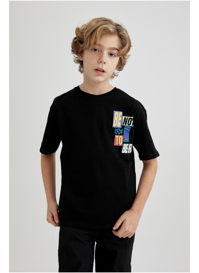 DeFacto - Boy Oversize Fit Crew Neck Knitted Short Sleeve T-Shirt - Image 1