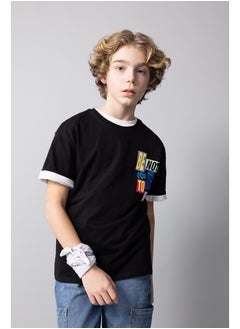 Boy Oversize Fit Crew Neck Knitted Short Sleeve T-Shirt