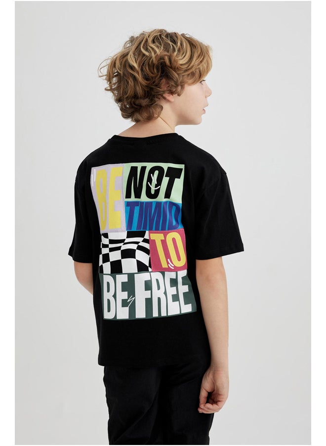 DeFacto - Boy Oversize Fit Crew Neck Knitted Short Sleeve T-Shirt - Image 1