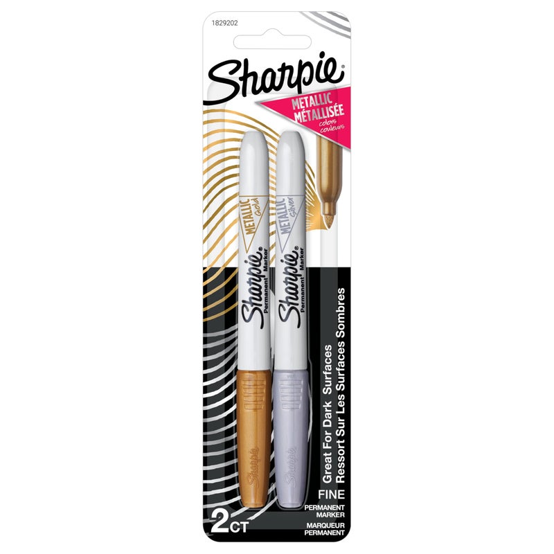 Sharpie Metallic Fine Point Permanent Marker, Assorted Colors, 2-Pack - 1829202 - Image 1
