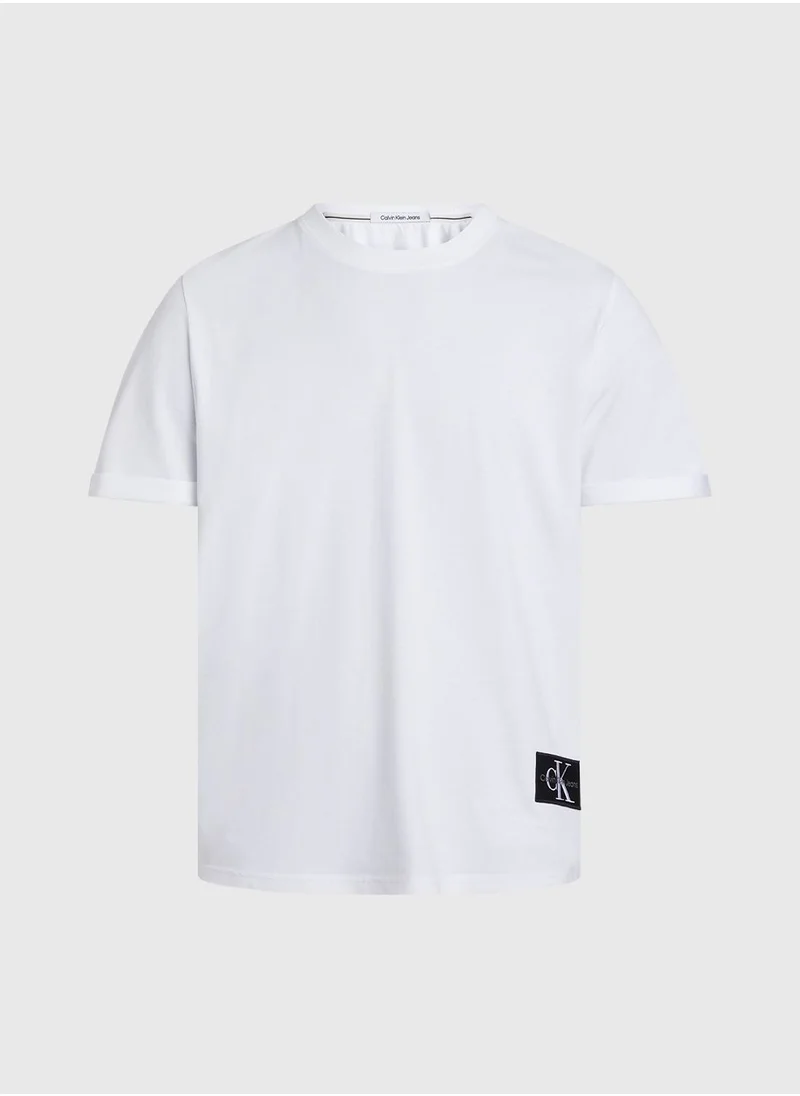 Calvin Klein Jeans Men's Badge Turn Up Sleeve T-shirt - Cotton, White