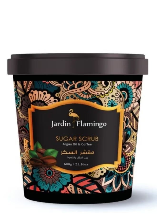 Jardin Flamingo Argan Oil & Coffee Sugar Scrub 600g | Exfoliating Body Scrub for Smooth, Radiant, and Hydrated Skin - Image 1