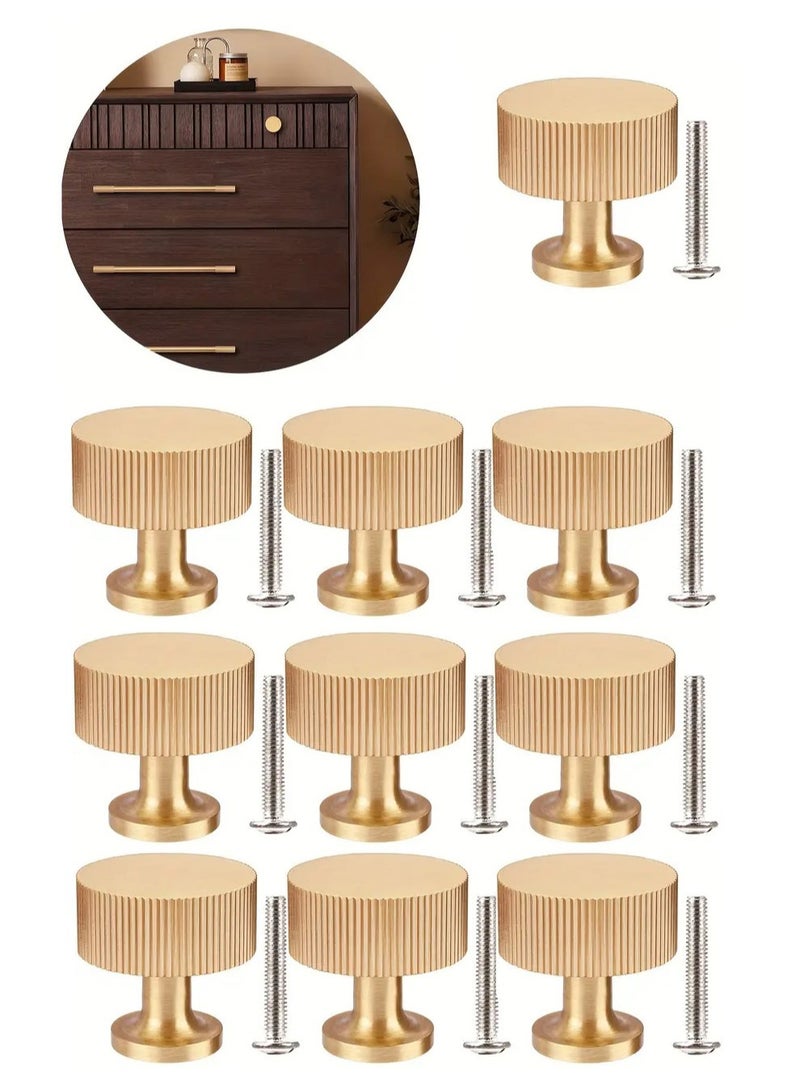 TFiOXL 10 Pack Brushed Gold Cabinet Knobs Single Hole Cabinet Pulls Round Kitchen Cabinet Knobs Drawer Knobs Dresser Knobs - Image 1