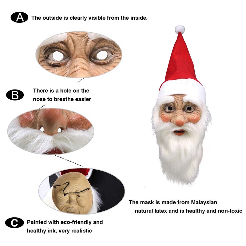 MOLEZU Santa Claus latex Mask Christmas Costume Adult Party Cosplay full head Masks - Image 3