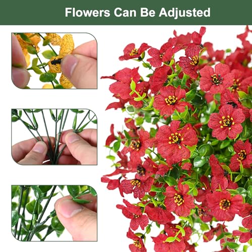 trytuny Artificial Flowers for Outdoor UV Resistant Fake Silk Flowers Realistic Faux Plants for Outside Indoor Porch Patio Window Box Planter Home Decor 20 Red - Image 3
