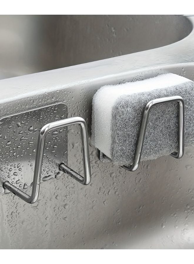 4pcs Black Stainless Steel Kitchen Sink Organizer Sponge Rack Towel Hook Hanger - Image 3