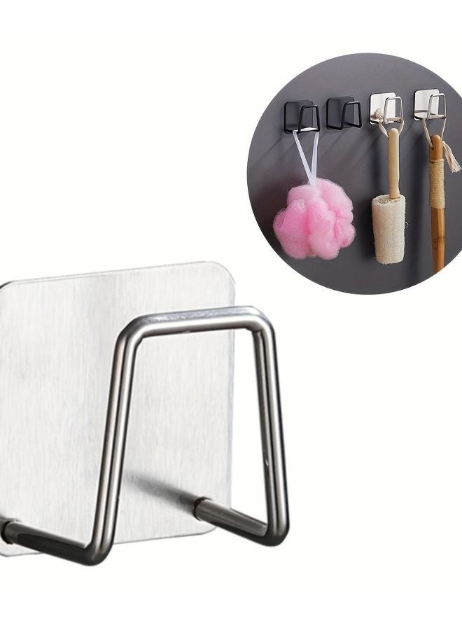 4pcs Black Stainless Steel Kitchen Sink Organizer Sponge Rack Towel Hook Hanger - Image 5