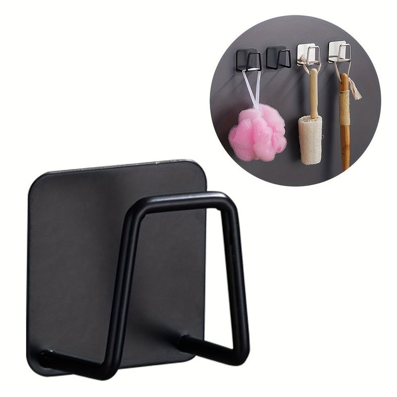 4pcs Black Stainless Steel Kitchen Sink Organizer Sponge Rack Towel Hook Hanger - Image 1