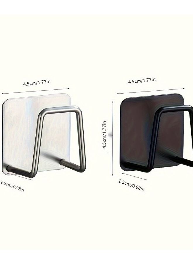 4pcs Black Stainless Steel Kitchen Sink Organizer Sponge Rack Towel Hook Hanger - Image 4