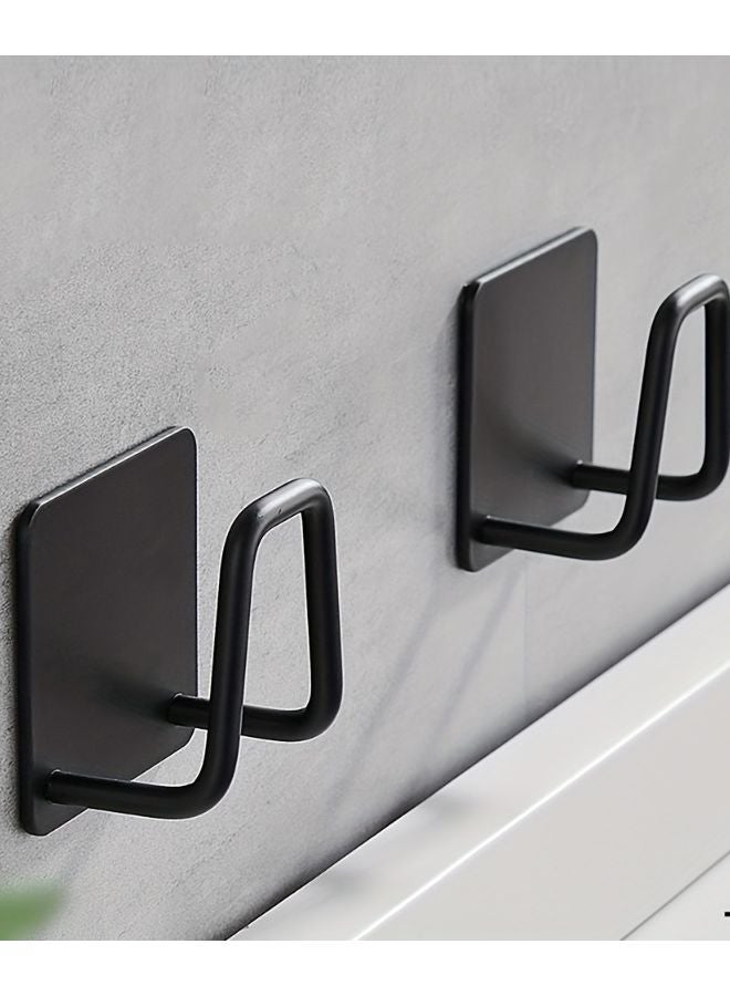 4pcs Black Stainless Steel Kitchen Sink Organizer Sponge Rack Towel Hook Hanger - Image 2