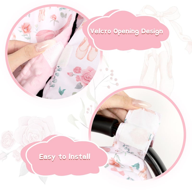 GFU Baby Car Seat Cover, Soft Minky Warm Winter Car Seat Canopy for Infants & Toddlers, Opening with Adjustable Strap, Breathable Nursing Cover & Stroller Blanket, Pink Flowers (Fits Most Car Seats) - Image 3
