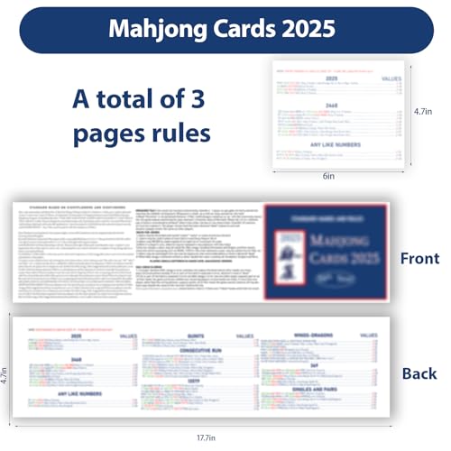 Pixibond Mahjong Cards 2025 4 PCS Mah Jongg Card Large Print Easy to Read Rule Cards for Mah Jongg Perfect Mahjong Accessories and Gifts for Mahjong Beginners - Image 5