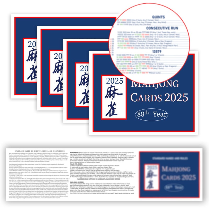 Pixibond Mahjong Cards 2025 4 PCS Mah Jongg Card Large Print Easy to Read Rule Cards for Mah Jongg Perfect Mahjong Accessories and Gifts for Mahjong Beginners - Image 3