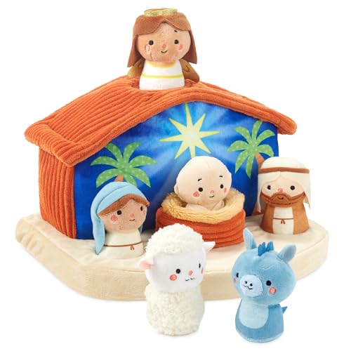 Hallmark Nativity Scene Plush Toy Manger with Baby Jesus Mary Joseph Angel Animals for Kids Grandchildren - Image 1