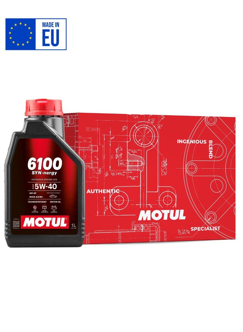 MOTUL 6100 SYN-NERGY I 5W-40 Synthetic Engine Oil (12 X 1 Liter Carton ...