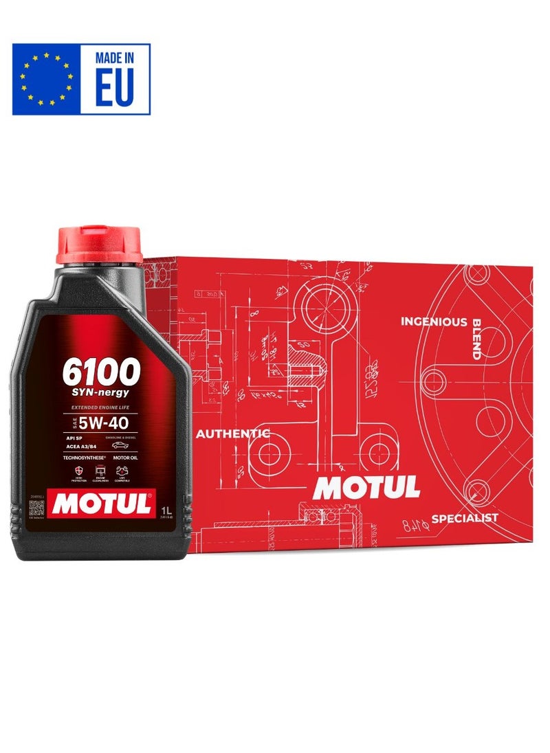 MOTUL - 6100 SYN-NERGY I 5W-40 Synthetic Engine Oil (12 X 1 Liter Carton) - Imported from Europe - Image 1