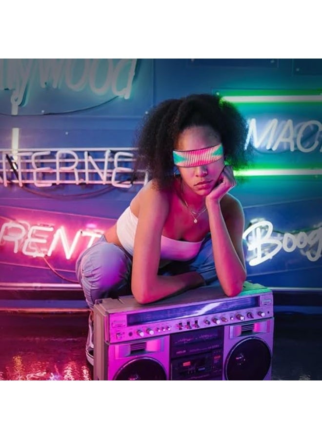 جورونب نظارات مضيئة LED مع بلوتوث، نظارات مستقبلية للبالغين يتم التحكم بها عن طريق التطبيق، نظارات مضيئة RGB قابلة للتخصيص للحفلات، نظارات على الطراز المستقبلي للهالوين والكريسماس والتنكر - Image 3