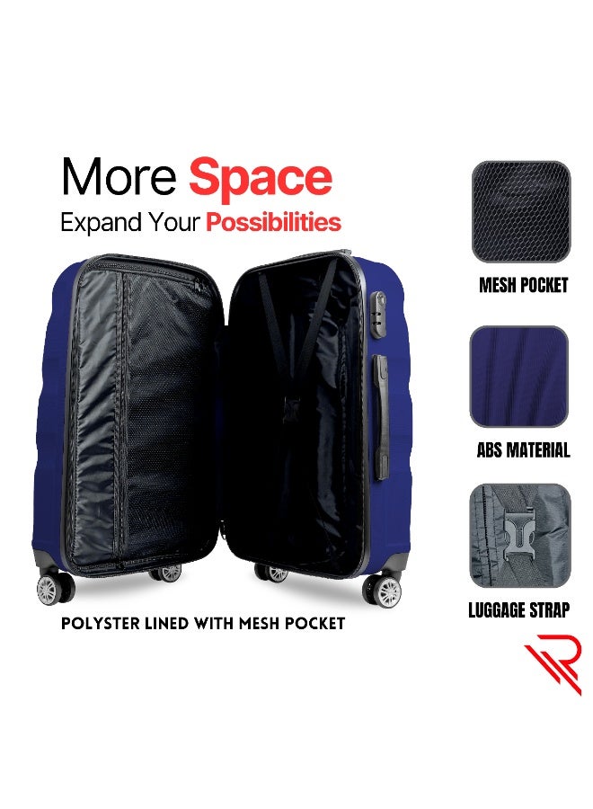 Reflection ABS Carry On Suitcase Airline Approved, Lightweight 24 Inch  Luggage- 360° Silent Wheels, ABS Hard Luggage Trolley, Spinner Wheels, Travel Luggage  (24-Inch , D.Blue) - Image 3