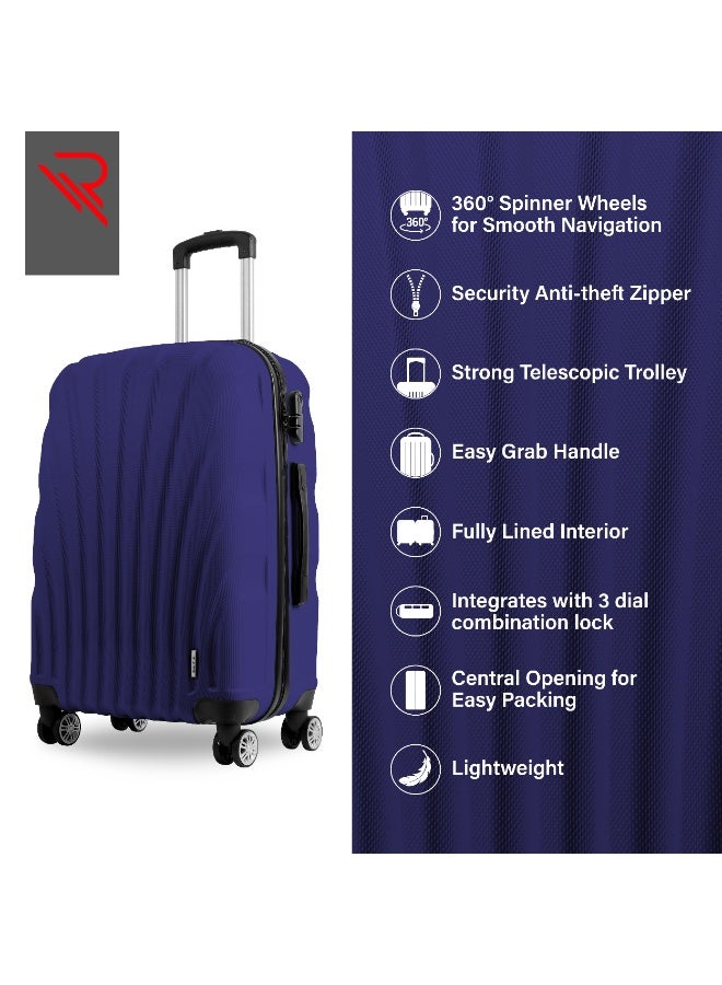 Reflection ABS Carry On Suitcase Airline Approved, Lightweight 24 Inch  Luggage- 360° Silent Wheels, ABS Hard Luggage Trolley, Spinner Wheels, Travel Luggage  (24-Inch , D.Blue) - Image 4