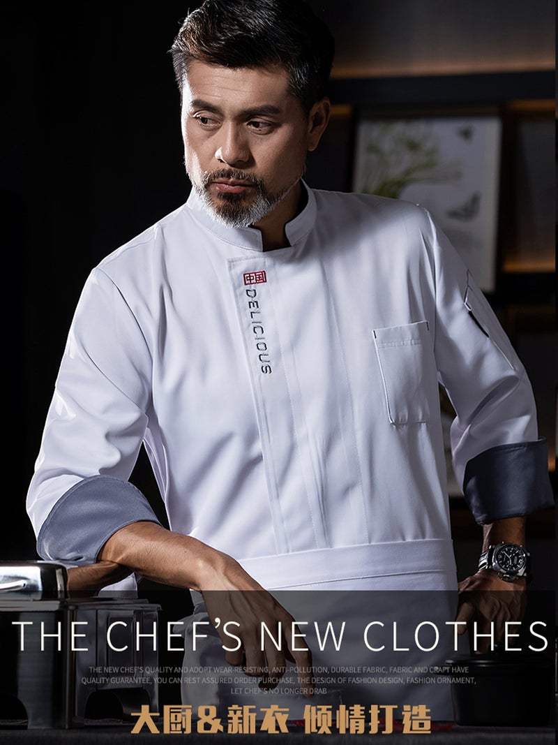 Chef Work Clothes For Men And Women, Long-Sleeved Kitchen Baking Uniforms, Catering And Canteen Custom-Made High-End Summer Chef Uniforms With Printing And Embroidery - Image 2