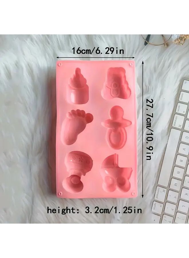 Blue Pink Silicone Molds Set Cute Patterns Easy Demold Reusable For Cake Baking - Image 4