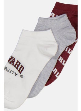 Don't Call Me Jennyfer Women 3 Pairs Embroidered  Ankle Socks, White Combo  - Image 2