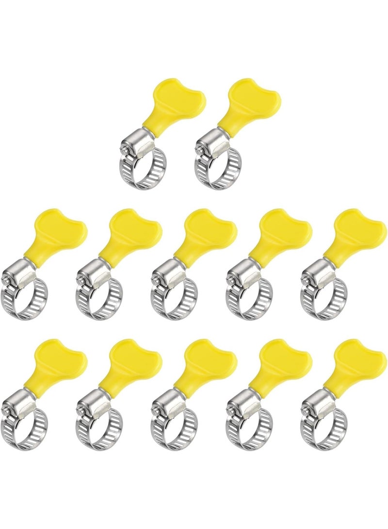 VITION 12pcs Steel Hose Clamps, 10-16mm Adjustable Pipe Clips with Plastic Handle for Securing Connections Gas Lines, Water, Oil Pipes - Image 1