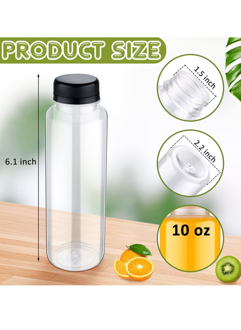 SYOSI Disposable Bulk Drink Bottles, 20 Pack Clear Pet Plastic Juice Bottles with Black Lids, Round Small Empty Bulk Beverage Plastic Smoothie Bottles Ideal for Juice, Milk, (10oz, 300ml) - Image 2