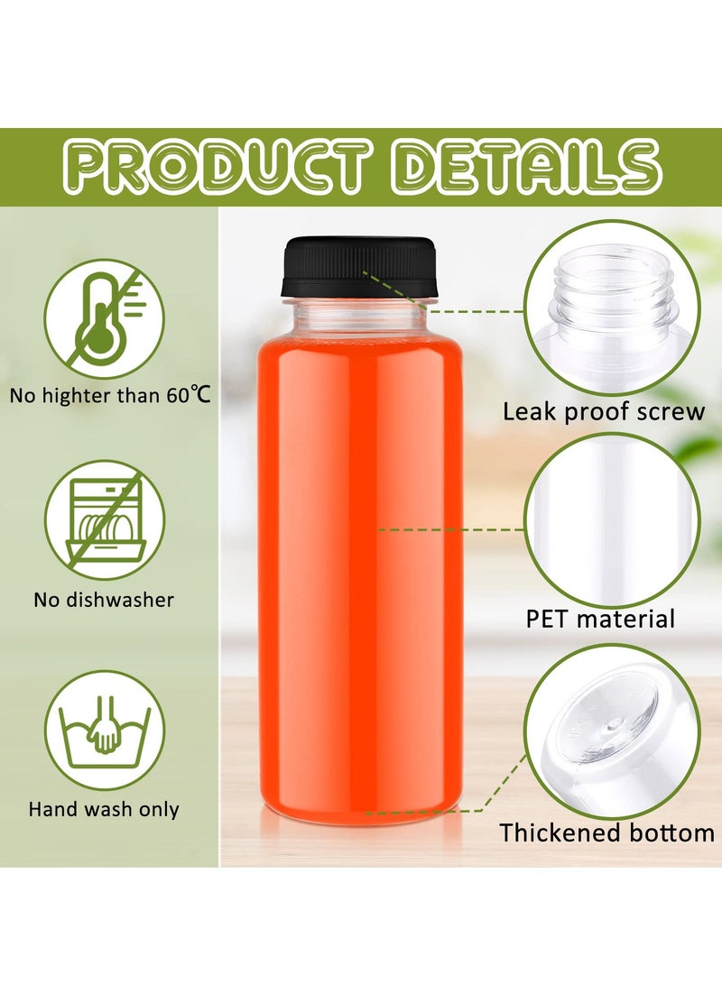 SYOSI Disposable Bulk Drink Bottles, 20 Pack Clear Pet Plastic Juice Bottles with Black Lids, Round Small Empty Bulk Beverage Plastic Smoothie Bottles Ideal for Juice, Milk, (10oz, 300ml) - Image 3