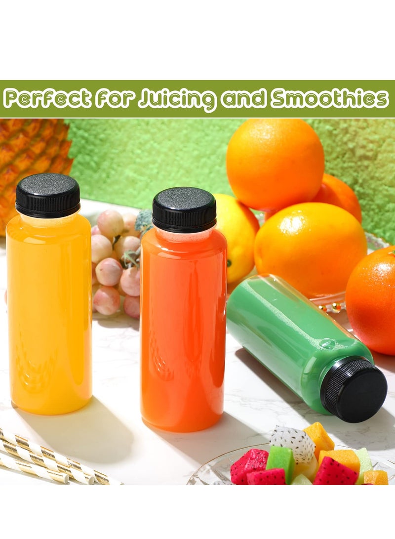 SYOSI Disposable Bulk Drink Bottles, 20 Pack Clear Pet Plastic Juice Bottles with Black Lids, Round Small Empty Bulk Beverage Plastic Smoothie Bottles Ideal for Juice, Milk, (10oz, 300ml) - Image 4