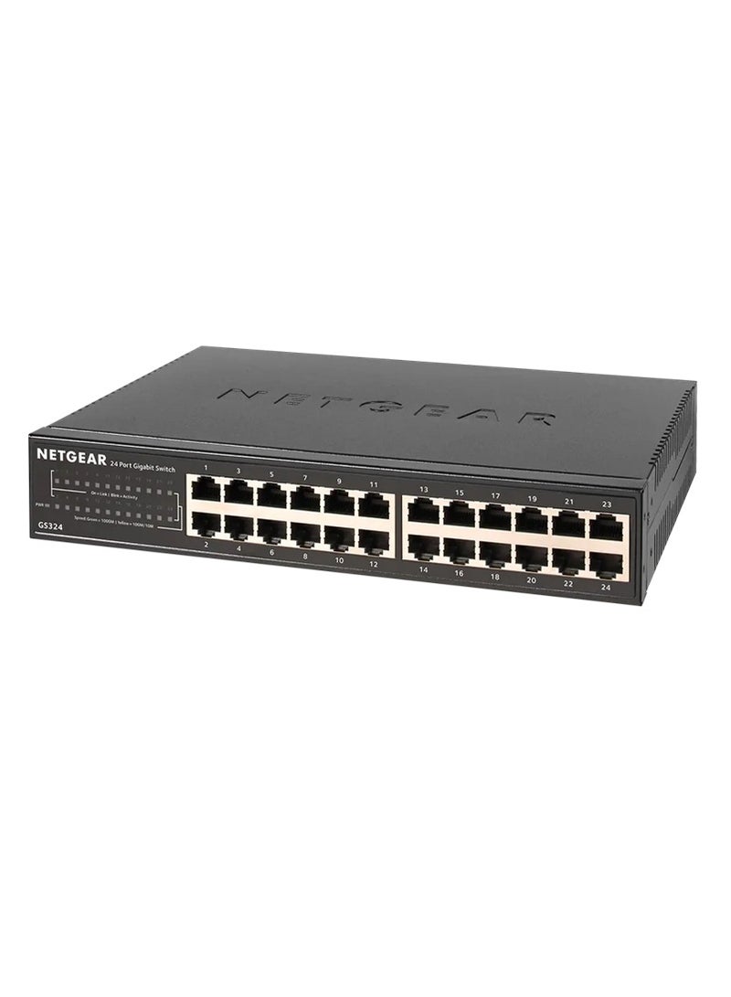 نت جير محول شبكة NETGEAR GS324v2 غير مُدار، 24 منفذ جيجابت إيثرنت، بسرعة 10/100/1000 ميجابت في الثانية، هيكل معدني، قابل للتركيب على المكتب أو الرف أو الحائط - Image 4