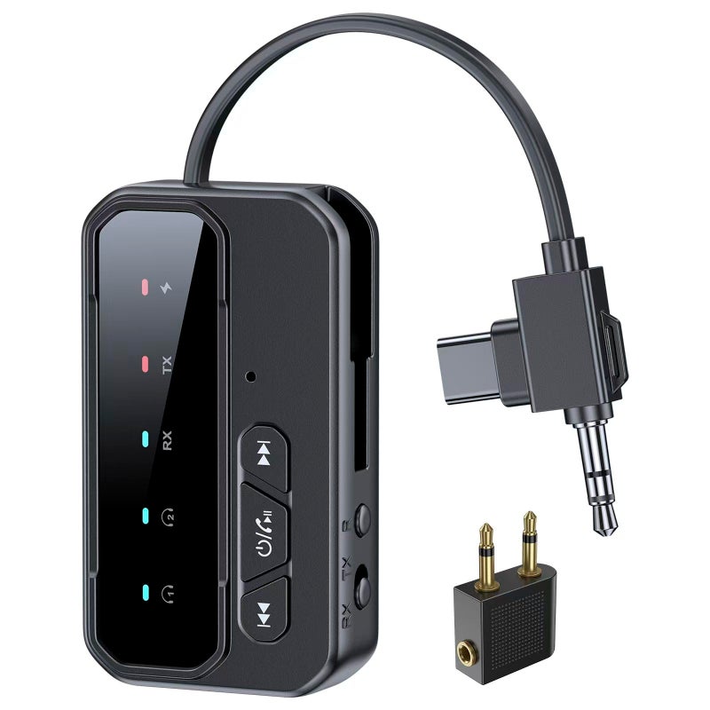 FMIIFMS Bluetooth 5.4 Transceiver Pro - Dual Audio Streaming for Airplane, Car & Home, Wireless Adapter for TV/Stereo/Headphones (2 Devices Simultaneous) - Image 1