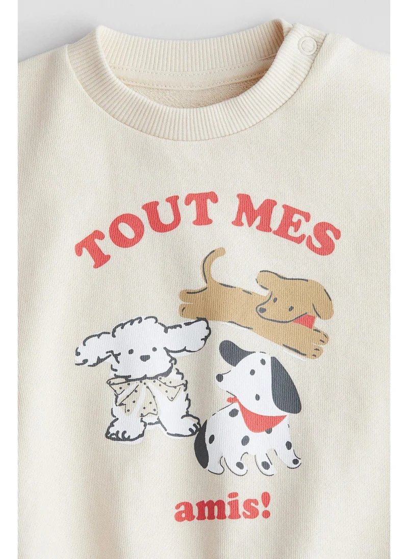 اتش اند ام Printed cotton sweatshirt