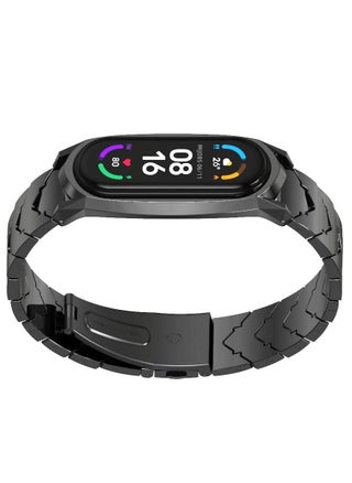 حزام متوافق مع Xiaomi Mi Band 6/5/4/3، سوار بديل لسوار Mi Band 6 Correa NFC النسخة العالمية من المعدن المقاوم للصدأ (أسود) - pzsku/Z436F6B8927D6E2AAEE81Z/45/_/1698743462/36645337-337a-46c7-9b82-ae624627dc89