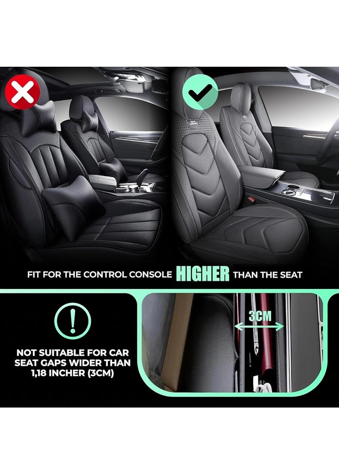 منظم حشو فجوات مقعد السيارة من الجلد العالمي - صندوق تخزين بجيوب جانبية لسيارات الدفع الرباعي والشاحنات، ملحقات السيارة الأساسية، منظم وحدة التحكم المركزية (أسود) - Image 5