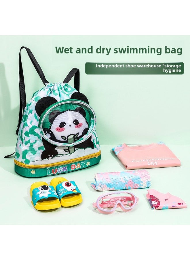 Generic - Swimming Bag Dry And Wet Separate Swimwear Storage Waterproof Bag Beach Bag Children's Swimming Essential Fitness Equipment Backpack-Color:As Shown In The Picture-Capacity:Blue Hand Mesh Bag - Image 1