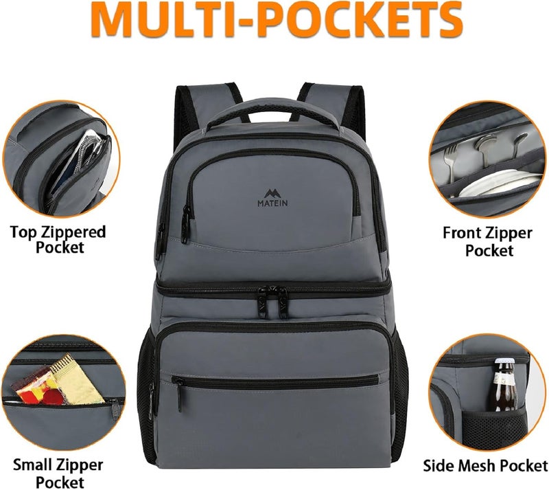 MATEIN Cooler Backpack, 26 Cans Insulated Lunch Backpack for Men Women, Leakproof Double Layer Lunch Cooler Bag Lightweight Soft Lunch Backpack with Cooler Compartment, Beach Camping Hiking Beer Gifts - Image 5