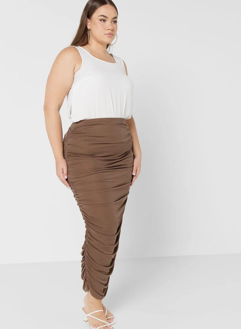 TOPSHOP High Waist Ruched Skirt