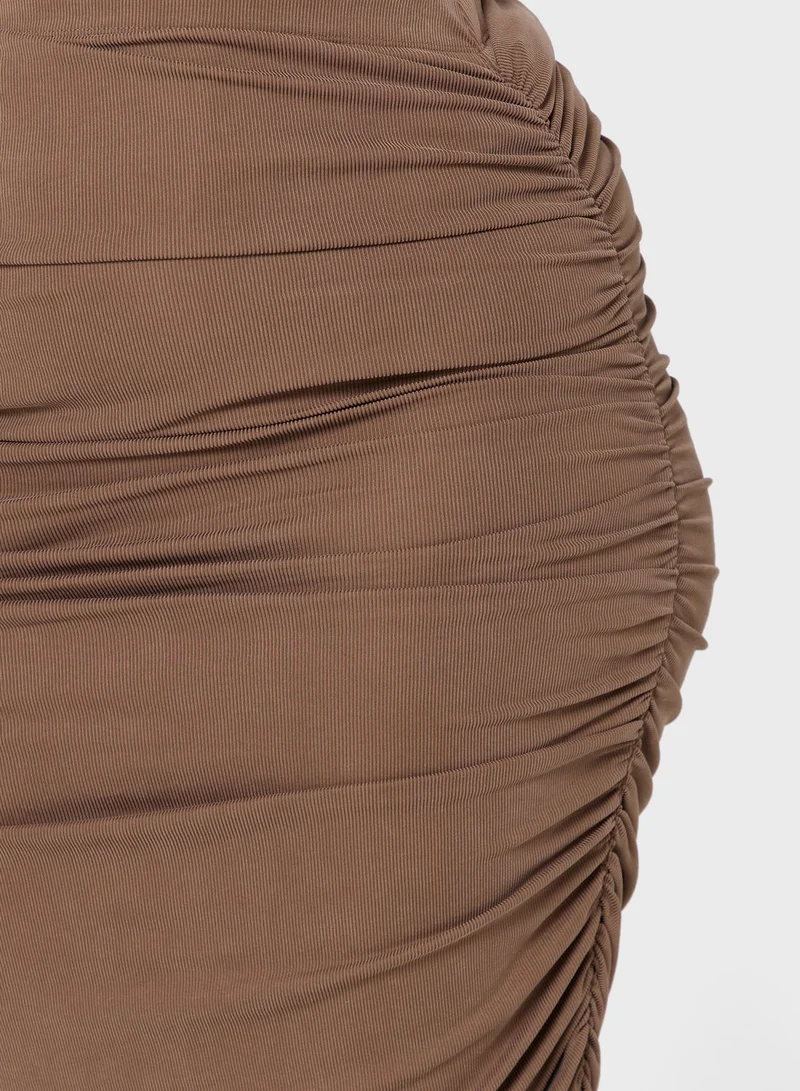 TOPSHOP High Waist Ruched Skirt
