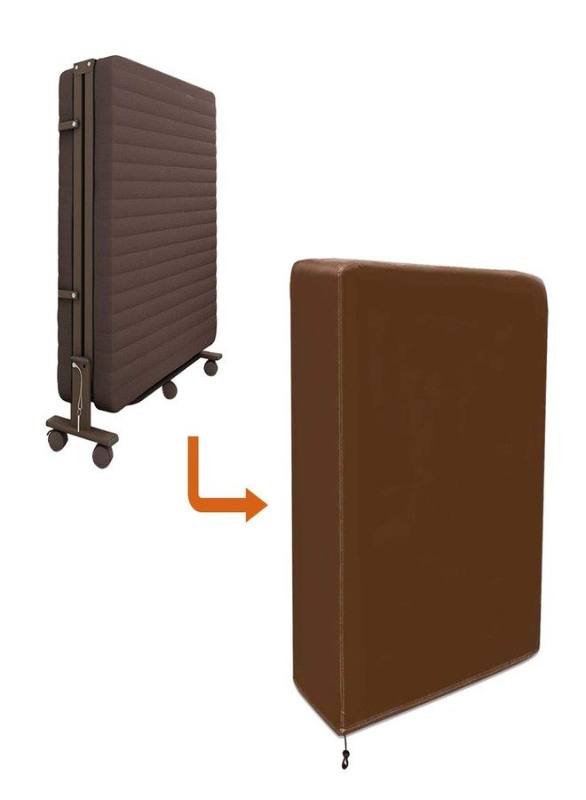 QEES Folding Bed Storage Cover,51" Waterproof and Dustproof Rollaway Bed Cover with Durable Zipper Adjustable Drawstring, Thickened Storage Cover for Folding Cot Foldable Bed, Fold Up Bed Protector.Brown - Image 5