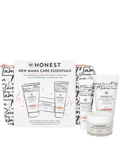 The Honest Company New Mama Care Essentials Gift Set | Hospital Bag Must Haves | Travel Size Nip Balm (0.5 oz), Glow On Body Cream (1 oz), Gotta Glow Face Wash (1.75 fl oz), Reusable Pouch