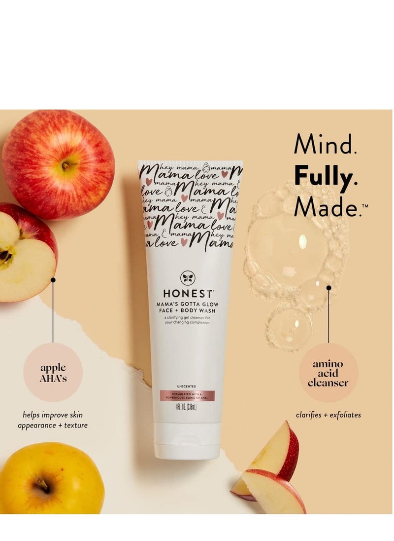 Honest - The Honest Company New Mama Care Essentials Gift Set | Hospital Bag Must Haves | Travel Size Nip Balm (0.5 oz), Glow On Body Cream (1 oz), Gotta Glow Face Wash (1.75 fl oz), Reusable Pouch - Image 1