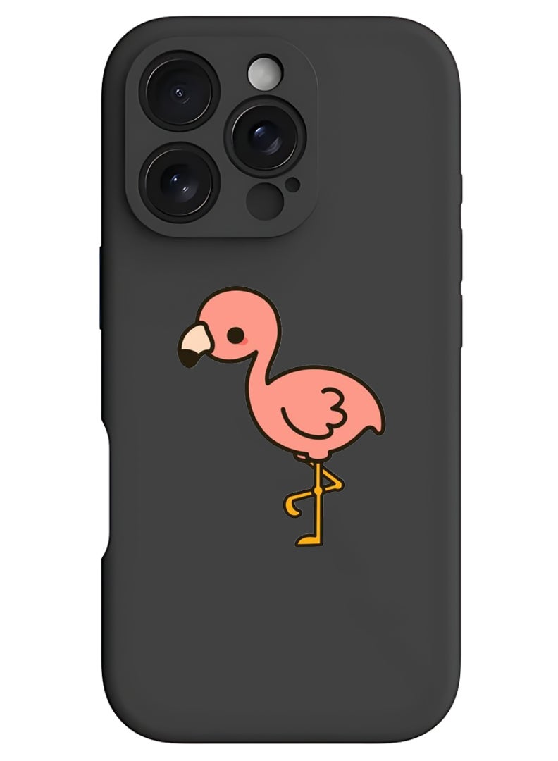 Theodor iPhone 16 Pro Max Black Protective Slim Fit Case Liquid Silicone Cover with Full Body Protection Anti-Scratch Shockproof Case For iPhone - Flamingo - Image 1