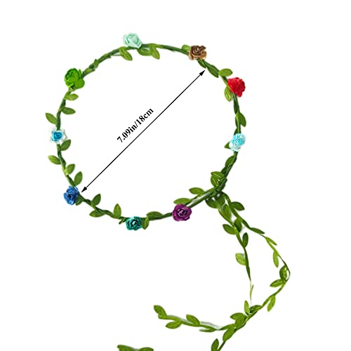 Kaptin 10 Pack Multicolor Flower Crown Headband, Women Girl Fashion Floral Crown Garland Headbands for Festival Celebration Wedding Party, Without anchor strap (10pcs) - Image 2
